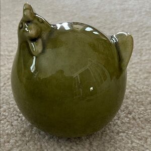 Green Ceramic Chicken Figurine -EC